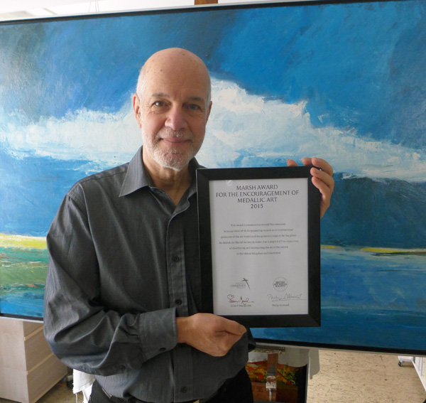 Arnold Nieuwendam recipient of The Marsh Award for the Encouragement of Medallic Art